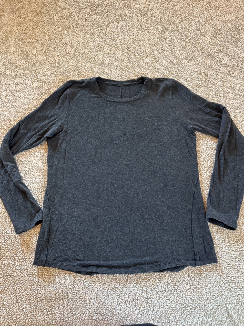 Lululemon Heathered Charcoal Long Sleeve Crewneck Top Athleisure Minimalist